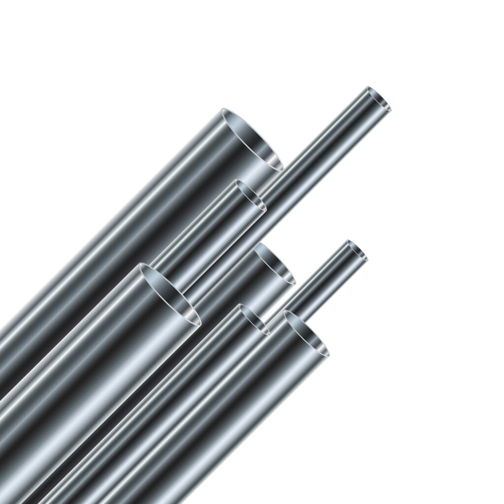 set of steel or aluminum pipes, isolated. vector illustration.