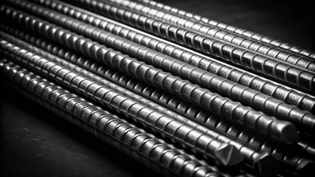 close up of steel rebar rods for construction and infrastructure a close up image showcasing a pile of steel rebar rods, representing strength, durability, construction, infrastructure, and foundation.